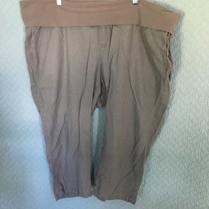 Fold over waist linen crop pants